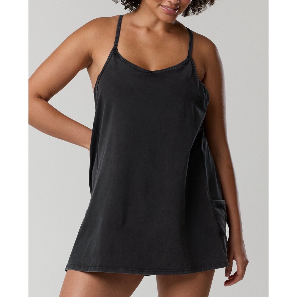 OFFLINE Aerie OG Cotton Racerback Mini Dress Washed Black L
